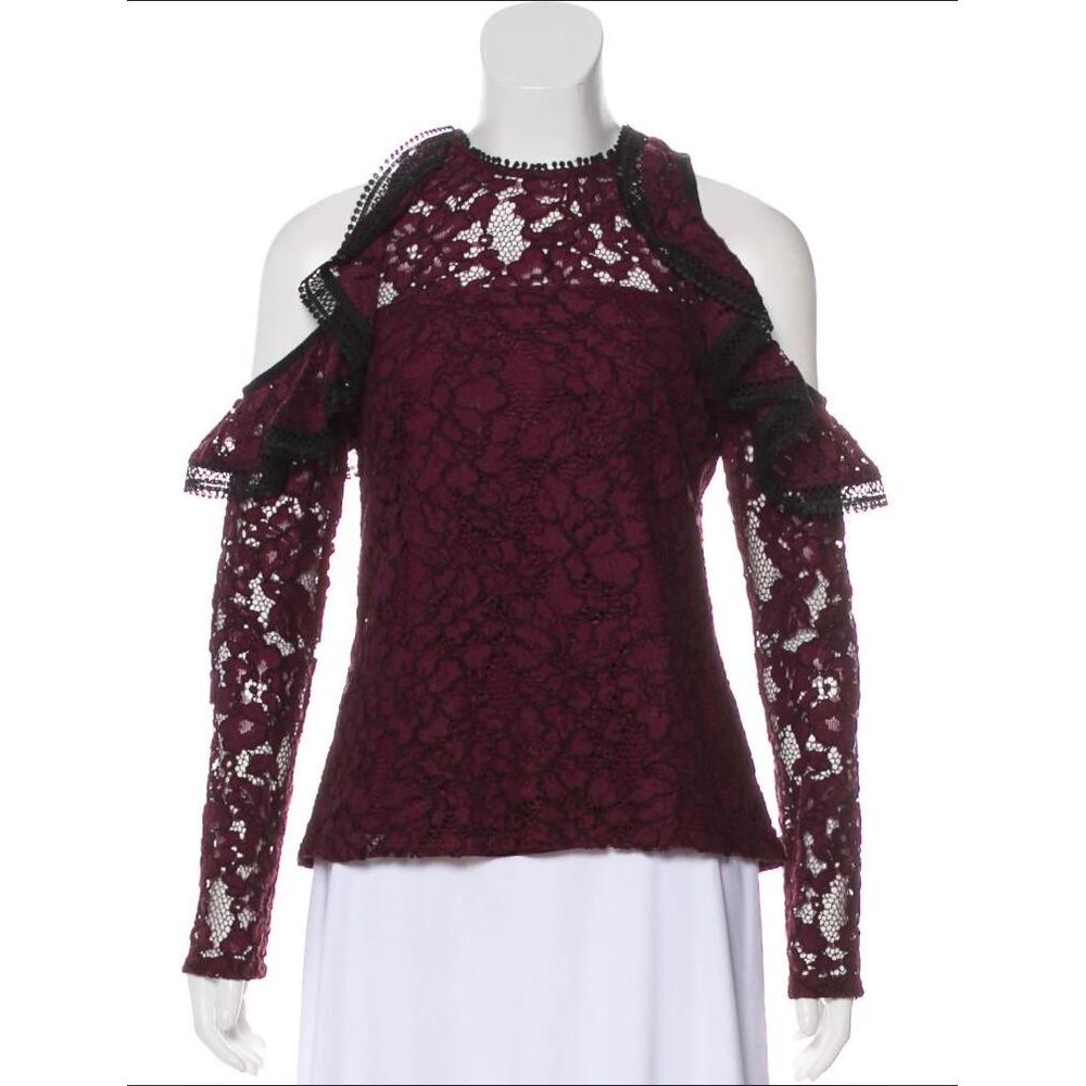 ALEXIS Cut Out Cold Shoulder Guipere Top